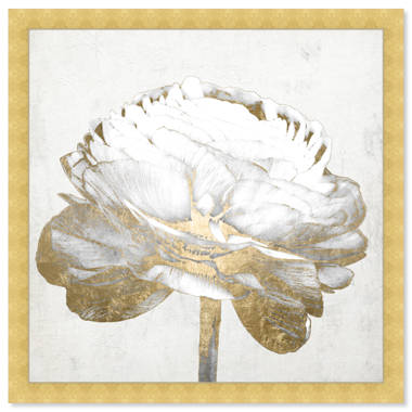 Oliver Gal Signature White Gold Peony Framed On Canvas by Oliver